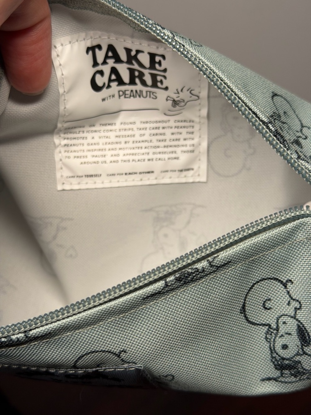 Eastpak Light Blue Peanuts 'Take Care' Zip Pouch - Picture 3 of 7